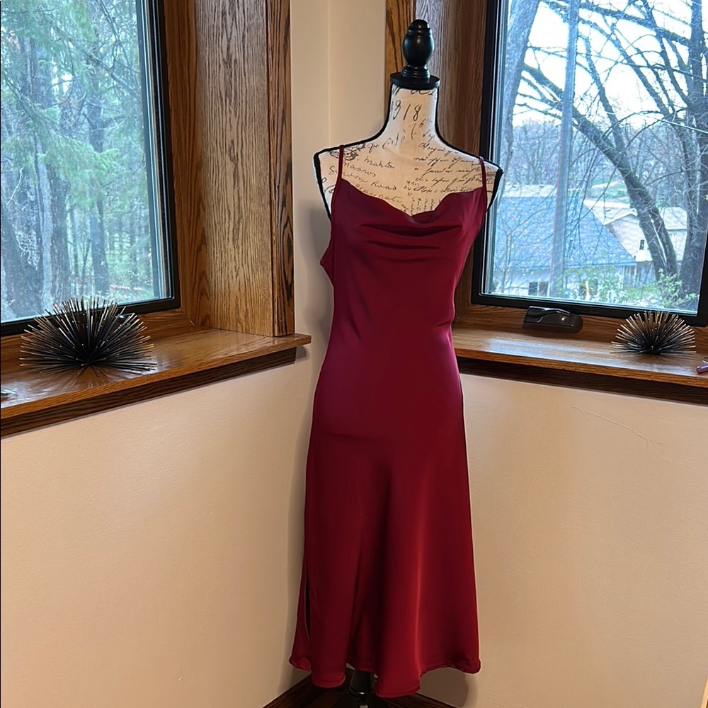 Elegant Red Wine Slip Dress Size Small